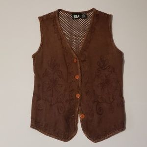 Bila Boho Vest Brown with Embroidery Size M